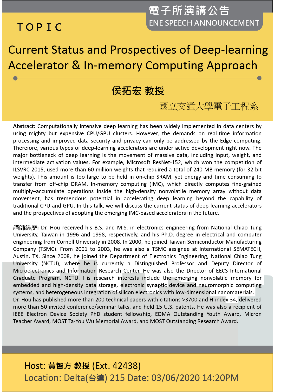 Current Status and Prospectives of Deep-learning Accelerator & In-memory Computing Approach